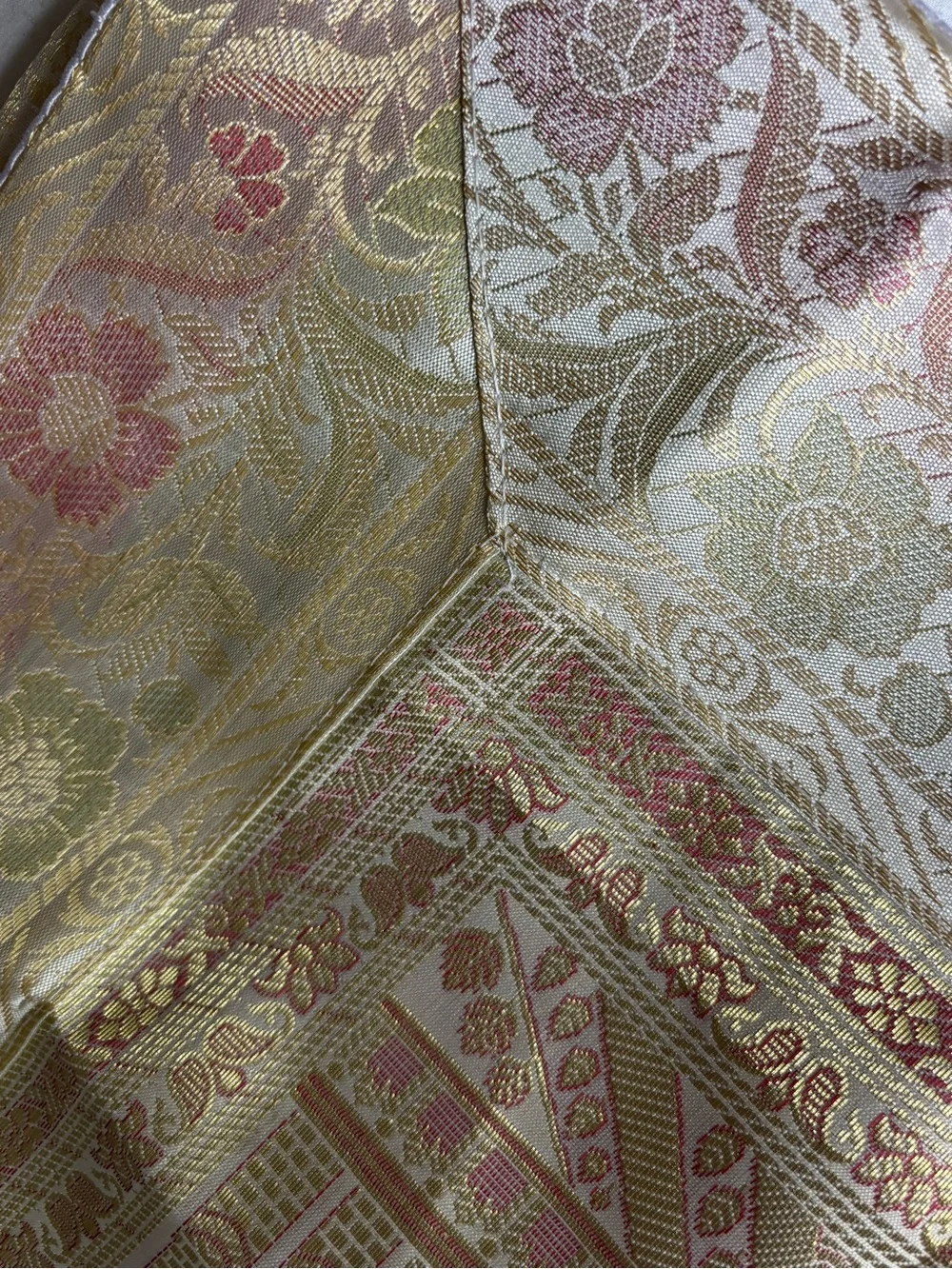 Elegant Gold and Cream Decorative Silk Indian Cushion Covers - Set of 2